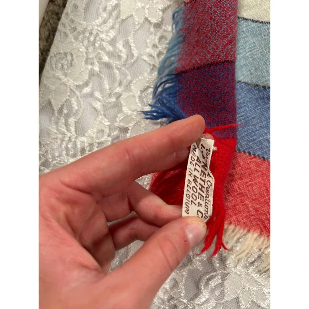Vintage Wool Plaid Square Scarf Fall Retro Autumn Boho Cottagecore Grandmacore